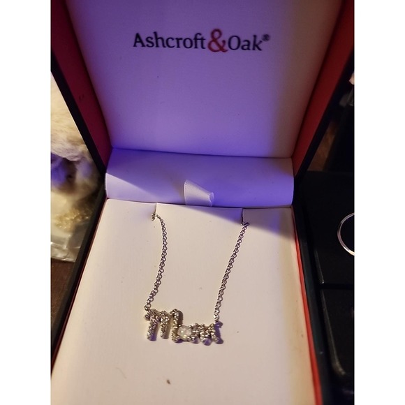 Jewelry - Sterling Silver CZ and‎ White Opal 'Mom' Necklace Mother's Day